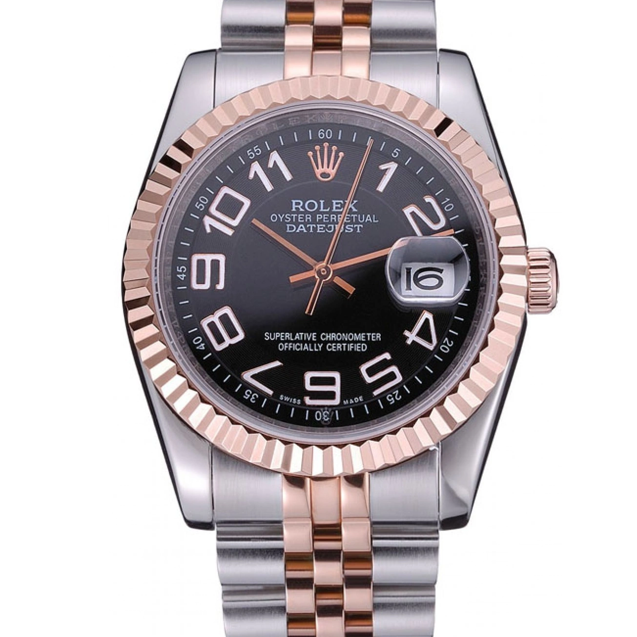 Aaa replica watch Black Stainless 622545 Steel DateJust Gold Rolex Bracelet and Dial 0814